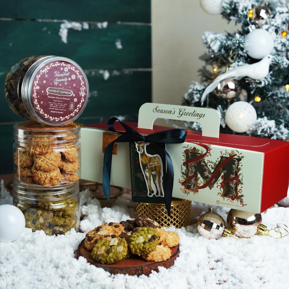 

CR - Hampers Natal / Christmas Hampers / Parcel Natal - Spesial Oatmeal Cookies 3 Jars TERLARIS