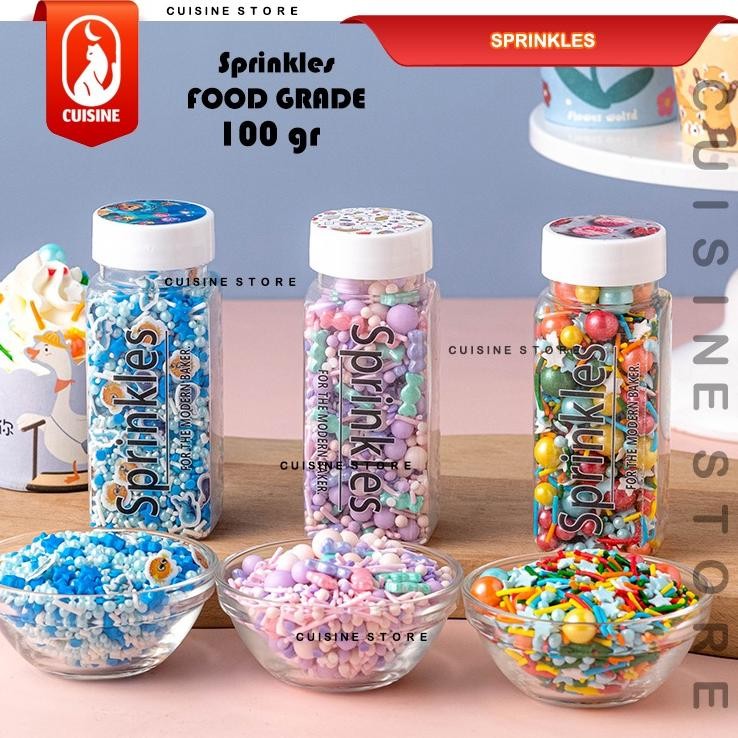 

CR - 100 GR Edible SPRINKLE COLOURFUL Trimit Gula dekorasi kue Hiasan Cake Bday CNY imlek Valentine Natal TERLARIS