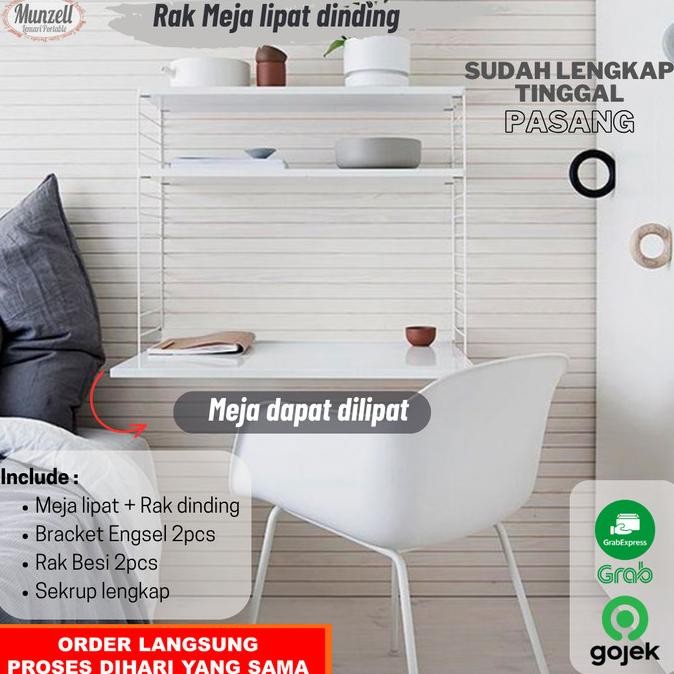 Rak Dinding + Meja Lipat Dinding / Meja Gantung / Meja Komputer
