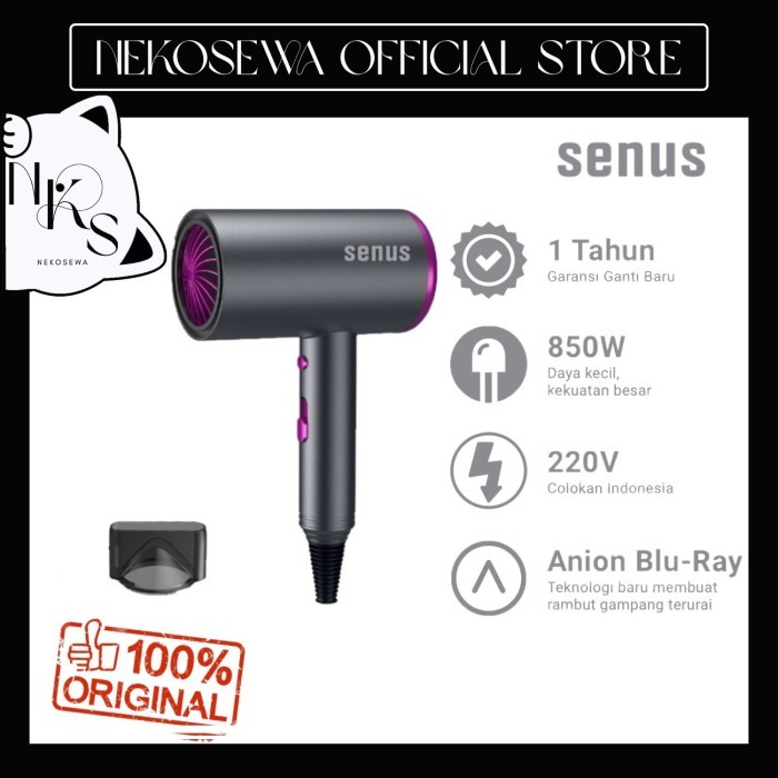 Senus Hair Dryer Pengering Rambut Anion Salon Haircare ION Negatif