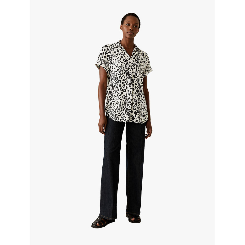 M&S - Blouse Wanita - Satin Printed Popover Blouse