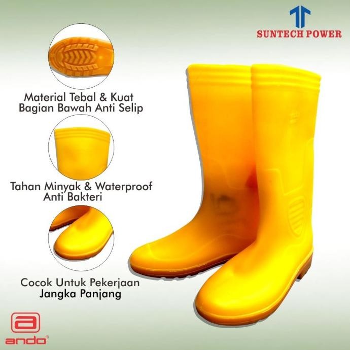 Sepatu Safety Boot Merk Ando Kuning 39 - 44 Rubber Safety Boot Kuning