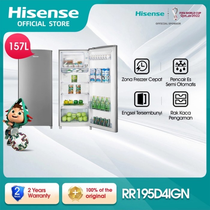 HISENSE KULKAS 1 PINTU RR195D4IGN GARANSI RESMI