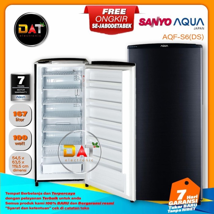 FREEZER AQUA SANYO JAPAN AQF-S6 6 RAK LEMARI ES PEMBEKU ES BATU KULKAS