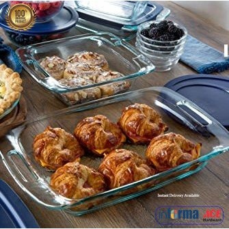 LOYANG KACA PYREX EASY GRAB MICROWAVE SAFE DAN OVEN SAFE WADAH SAJI