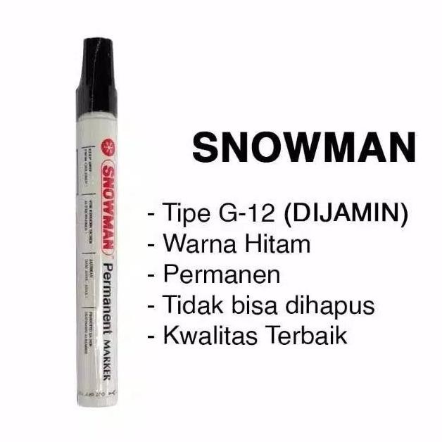 

New Arrival Spidol Snowman Permanent Marker G-12 Harga 1 Pcs Hitam