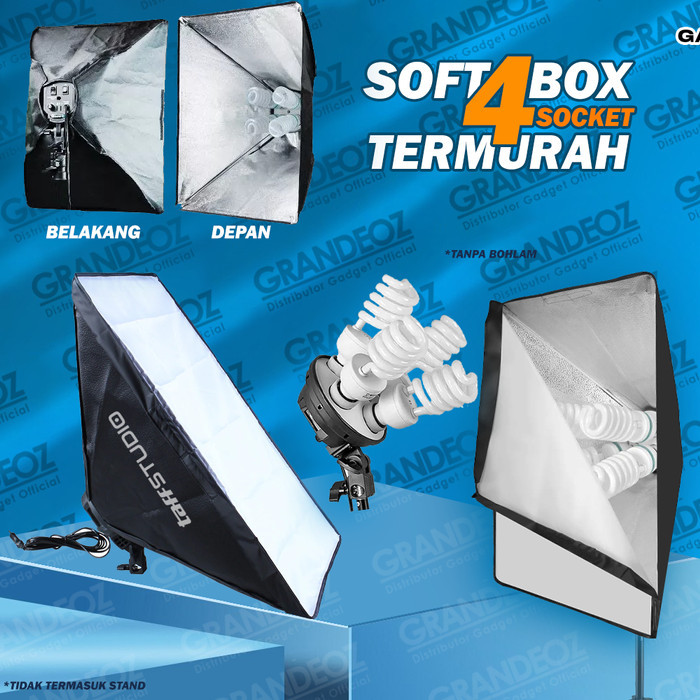 Softbox 50x70cm Fotografi Studio Lighting E27 Youtuber 4 Lampu Bholam