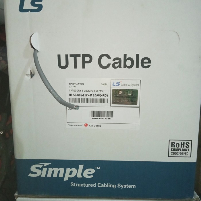 LS UTP CAT 6 305M Grey / abu - abu / LS Cable UTP Cat6 / LS kabel cat6