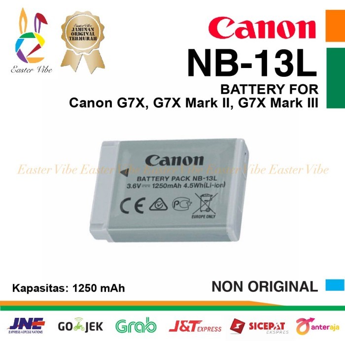BEBAS ONGKIR - BATERAI CANON NB-13L BATTERY FOR G7X, G7X Mark II, G7X Mark III