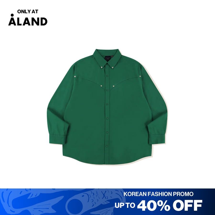 [ALAND] ROMANTIC CROWN - Oxford Western Shirt Green - Atasan Kemeja Hijau Unisex