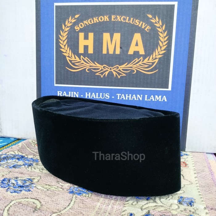 TERLARIS Peci Songkok Hitam Polos AC HMA Tinggi 9 cm - Hitam, 5