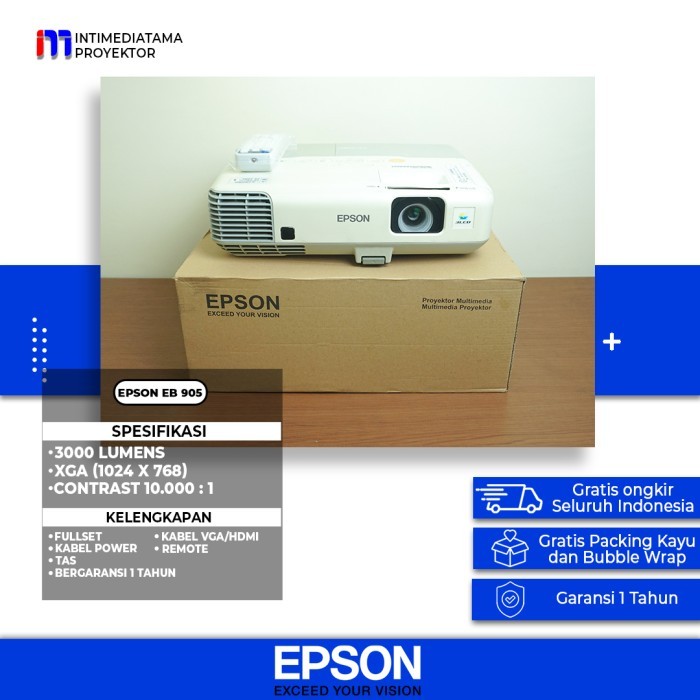 Proyektor Epson Eb 905 3000 Lumens Terlaris 100 % Original