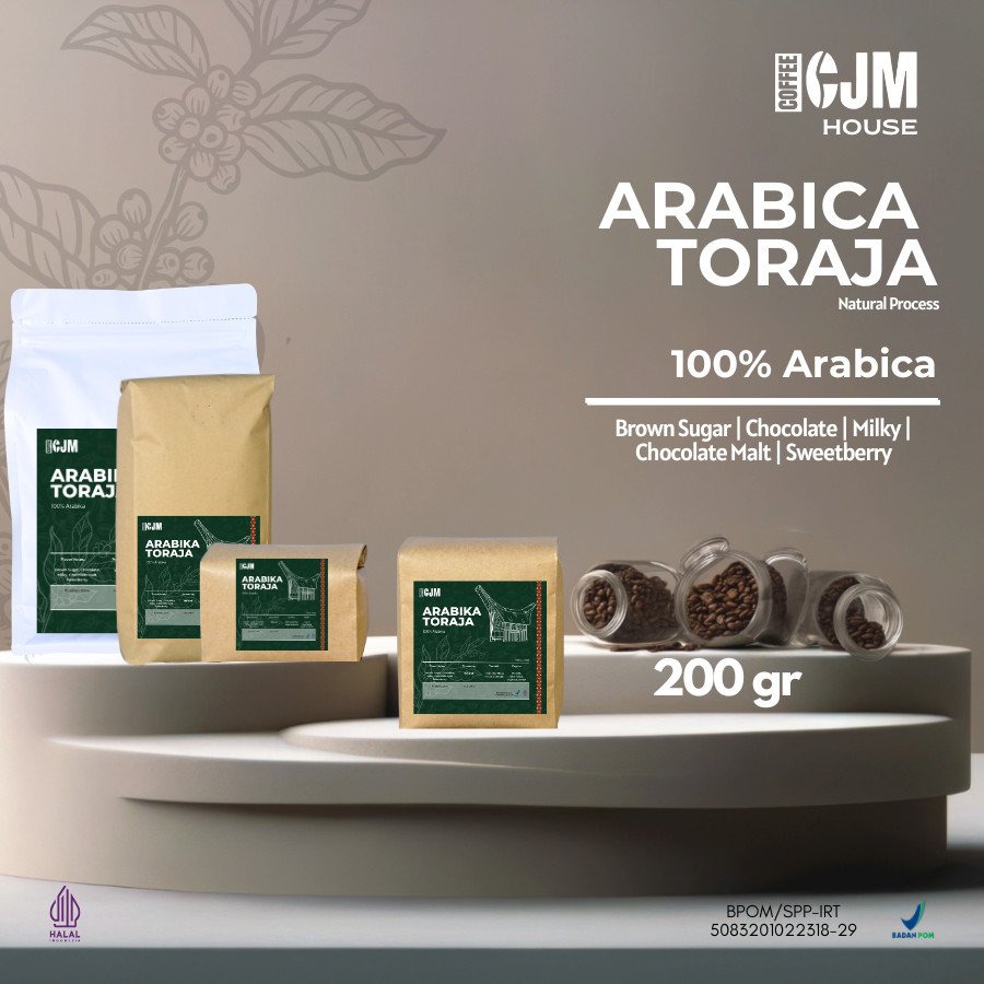 

200Gr Pure Arabika Toraja | CJM Coffee House | Kopi Arabica Toraja Premium | Arabica Toraja Coffee