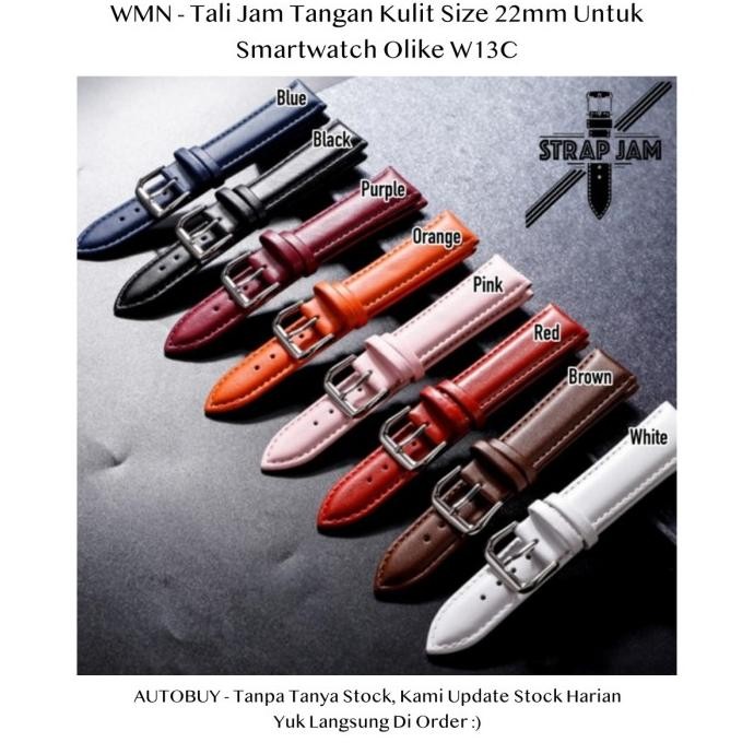 TERMURAH - WMN 22mm Tali Jam Tangan Smartwatch Olike W13C - Leather Strap Pria Wanita