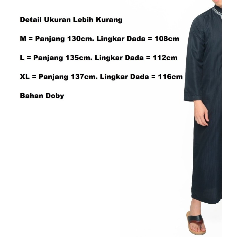 Jubah Gas Pria Bordir Putih Dewasa Lengan Panjang