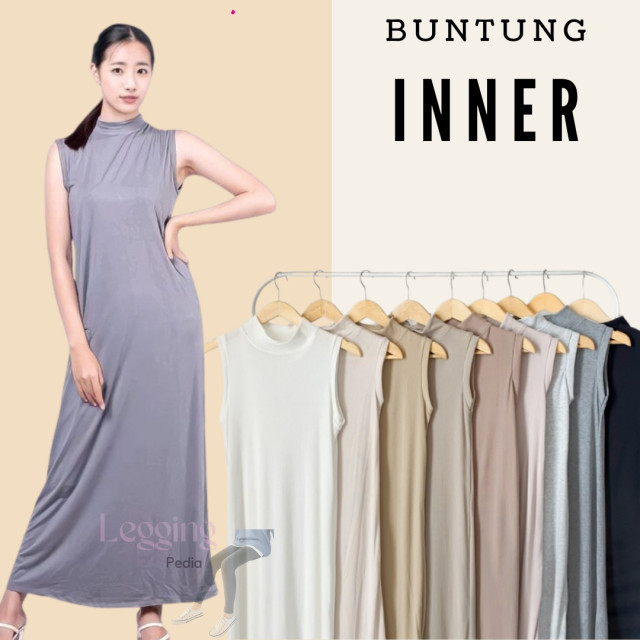 ORIGINAL Inner gamis tanpa lengan wanita polos long dress bahan spandex jersey premium hitam - Khaki