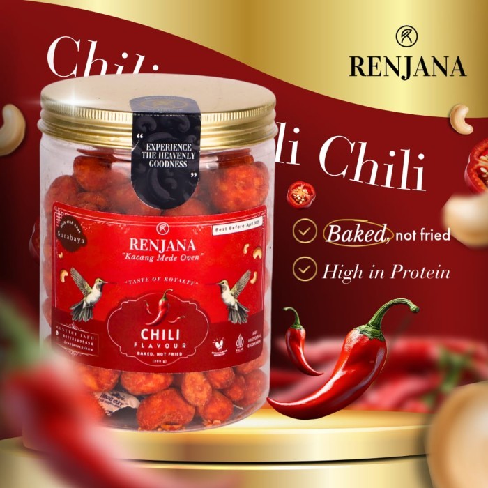 

Ready Kacang Mede / Mete / Mente Oven Panggang Chili - Renjana Cashew 300G