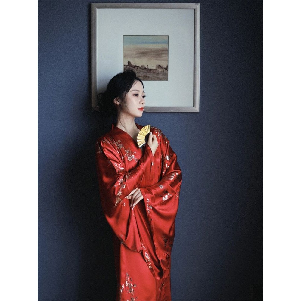 Gaun Malam, Piyama Gaya Nasional Longgar Bertali Pinggang Ketat