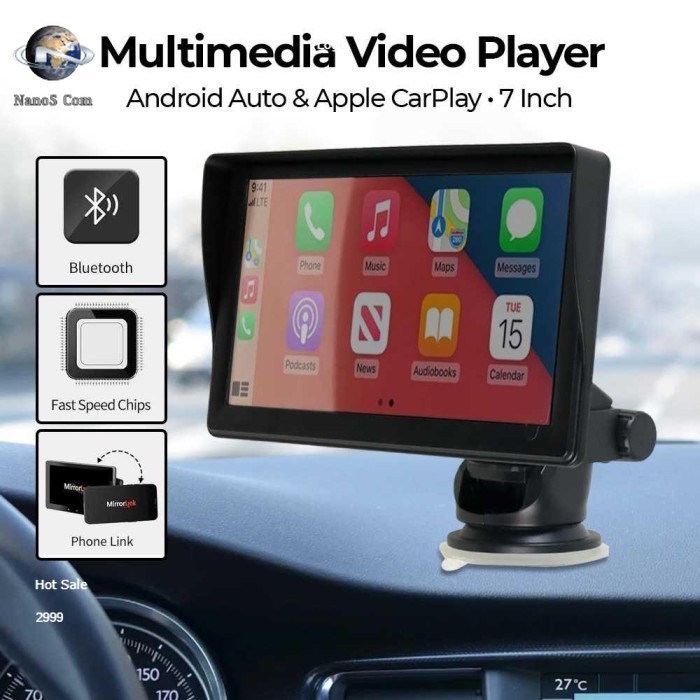 Multimedia Video Player Wireless Carplay Android Auto 7 Inch