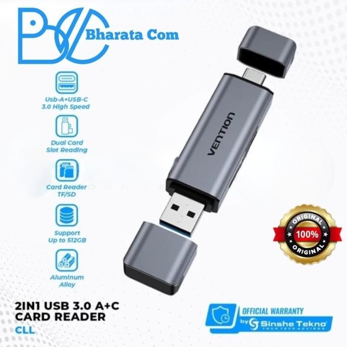 

Diskon! Vention 2in1 USB Card Reader SD + TF Dual Card ( CLE CLF CLG CLK CLL )