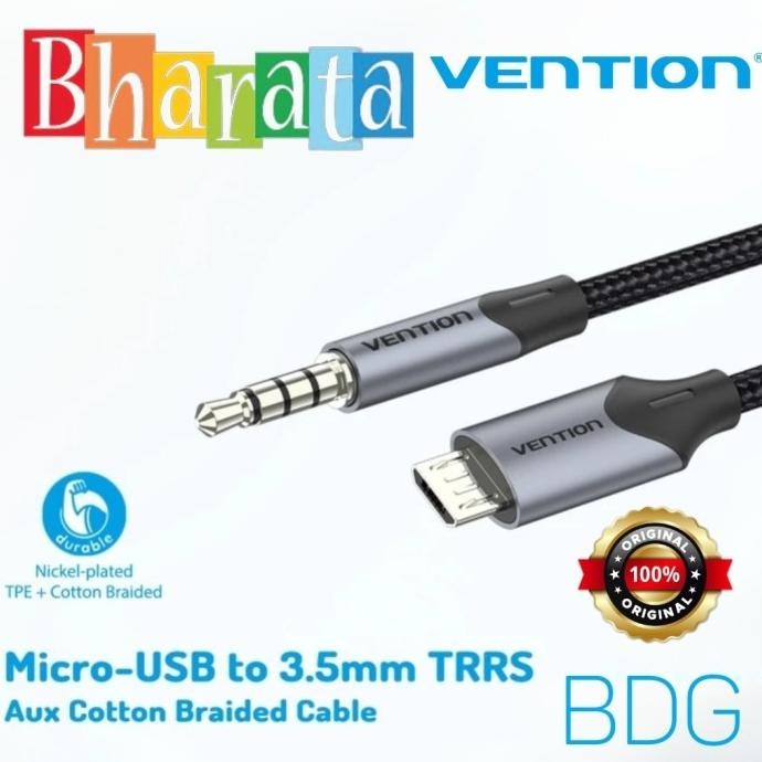 

Diskon! Vention Kabel Aux Audio 3.5mm TRRS to Micro USB Cotton Braided BDG