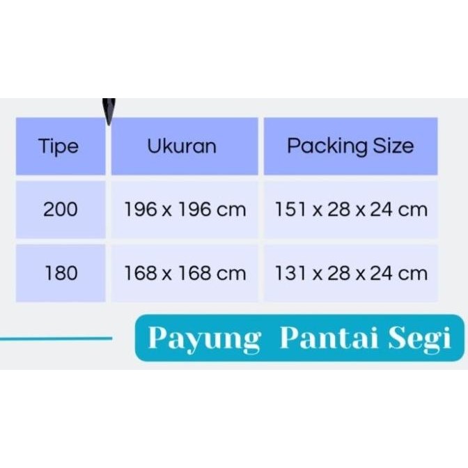 (180Cm) Segi Uv 180Cm Payung Pantai Segi Polos Anti Uv 180Cm/ Payung Cafe / Payung Tenda Polos Anti 