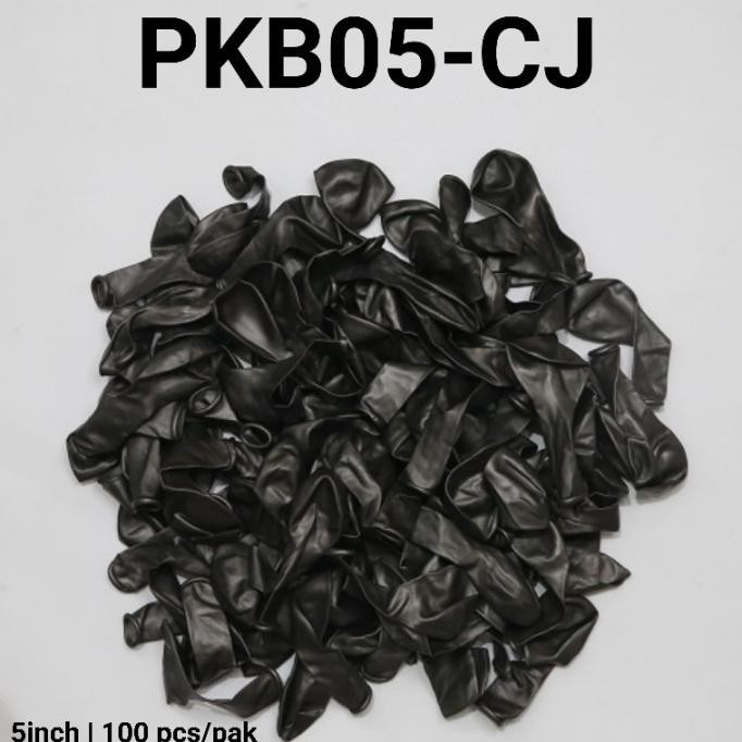 ready pkb05-cj balon latex 5 inch isi 100 chrome tebal mengkilap hitam black