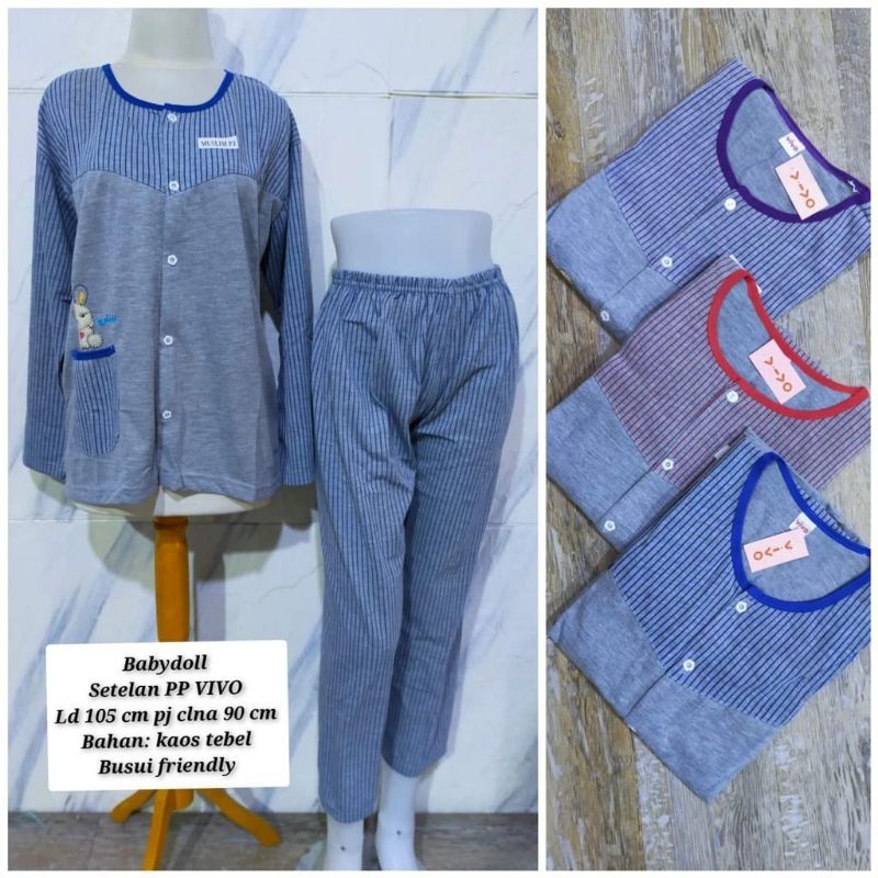 Baju Tidur Piyama Setelan Dewasa Babydoll Piyama Baju Tidur Wanita Lengan Panjang Celana Panjang