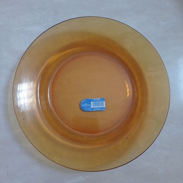 H8GL PIRING MAKAN COKLAT DURALEX 23 CM / PIRING KACA POLOS 23CM