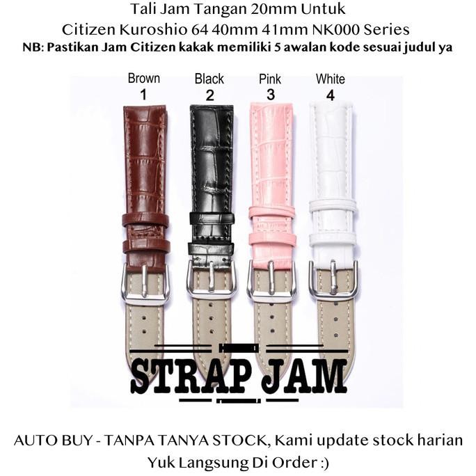 Crocodile 20mm Strap Citizen Kuroshio 64 40mm 41mm NK000 - Tali Jam