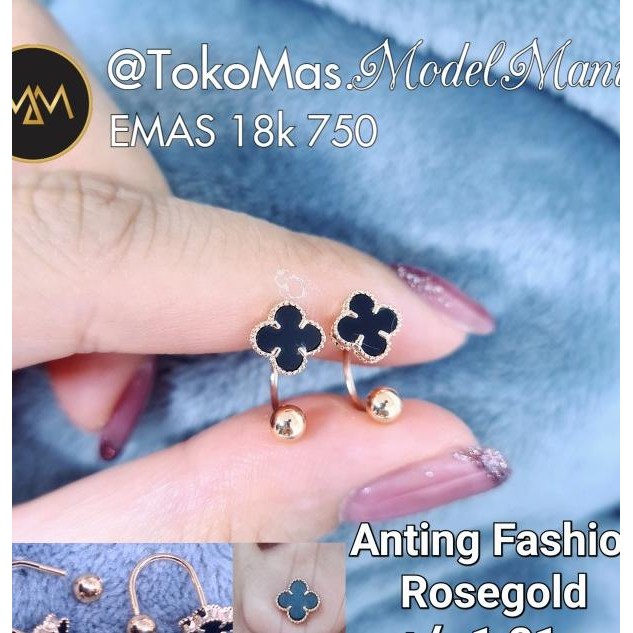 Anting Fashion Italy Van Cleef Pakai Mur Anting Perut Emas 750 Kadar 1