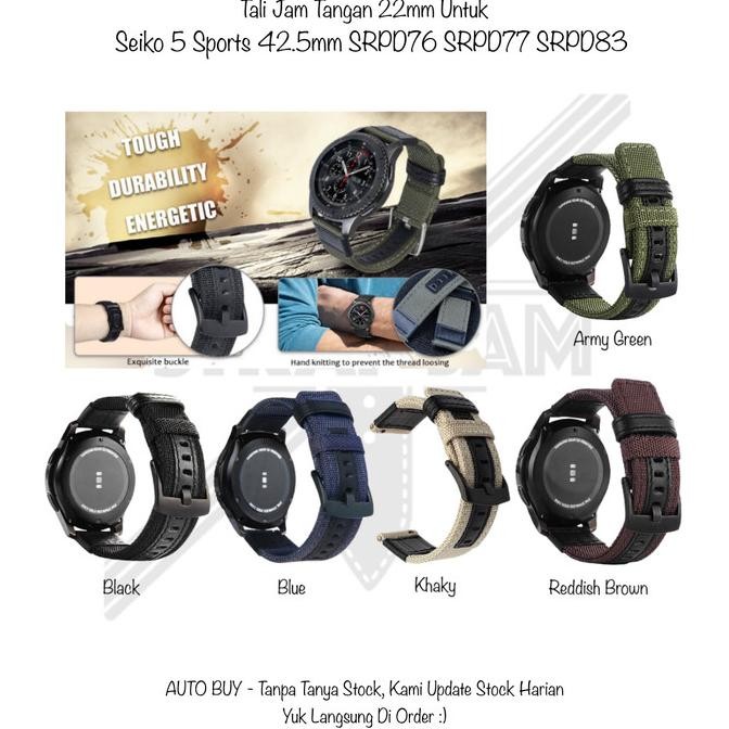 TERBARU - WOVEN Strap 22mm Seiko 5 Sports 42.5mm SRPD76 SRPD77 SRPD83 - Nylon