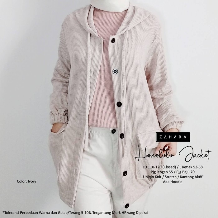 Promo new honolulu jaket wanita kaos rajut halus hoodie modis casual