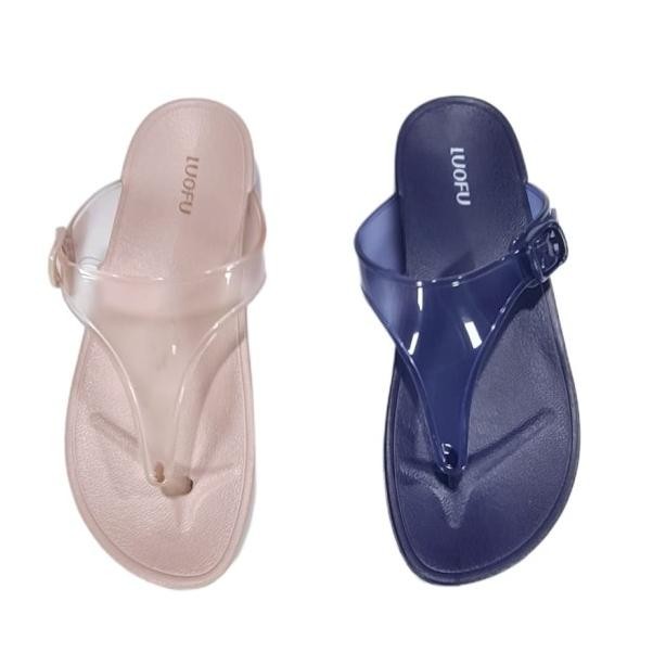 Jelly Sandal Wanita Jepit Luofu Japit Gesper Karet E7154Tbw
