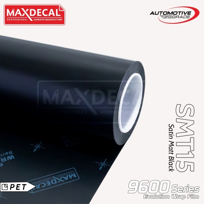 MAXDECAL Black Satin Doff 152 CM Sticker Premium Wrap Mobil Meteran