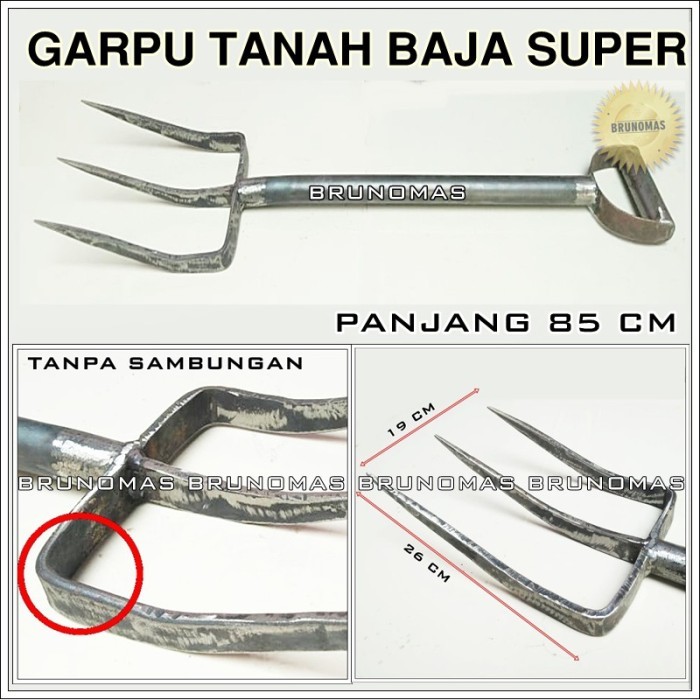 HARIPAHLA GARPU TANAH 3 GIGI BAJA SUPER - SENDOK DODOS UNTUK BERKEBUN