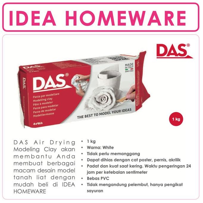 

Terlaris Das Clay 1000 gr Putih Tanah Liat Modelling Clay White Air Dry Italy COD