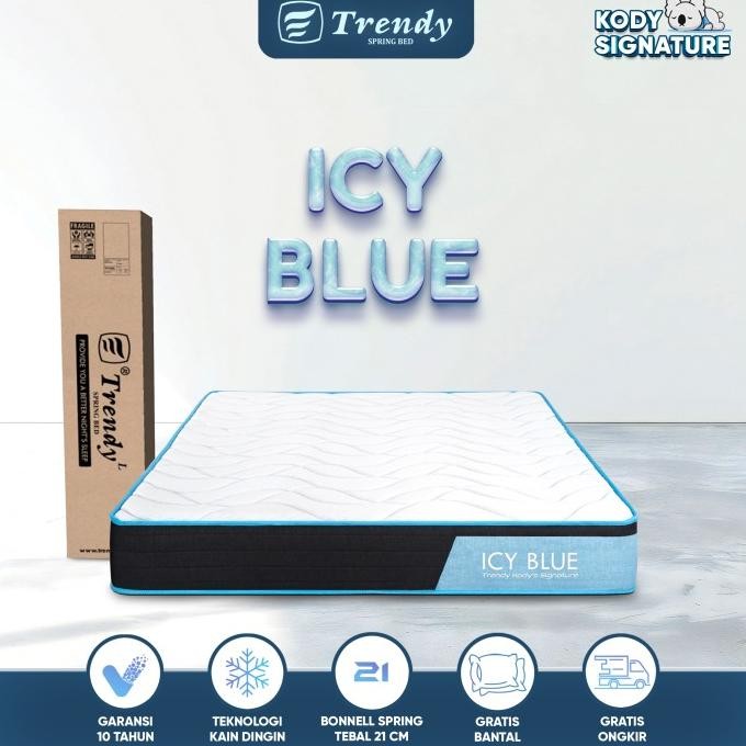 

BLUE- TRENDY ICY BLUE 21CM - KODY TRENDY SERIES KASUR SPRING BED DINGIN - PEGAS BONNELL SPRING VACUUM DALAM BOX