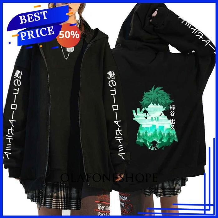 JAKET RESLETING MY HERO ACADEMIA HOODIE ZIPPER BIKIKU MIDORIYA JAKET BAKUGOU PULLOVERS MANGA BY OLAF