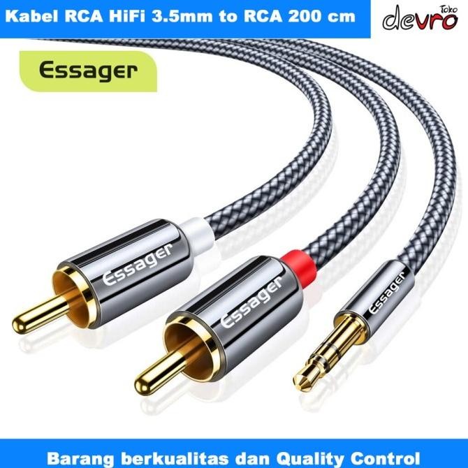 socket - Kabel RCA ke Jack Aux - Kabel Audio HiFi 3.5mm to RCA - Essager AV117