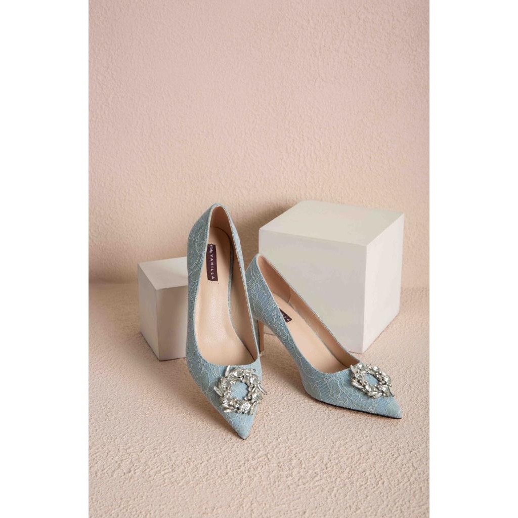 

BLUE- VANILLA FOOTWEAR - LUCY HEELS 2.0 DUSTY BLUE LACE