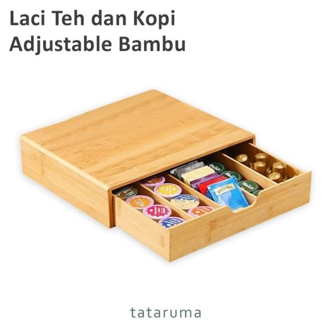 

chairo - laci bambu tempat teh kopi cutlery adjustable bambu termurah