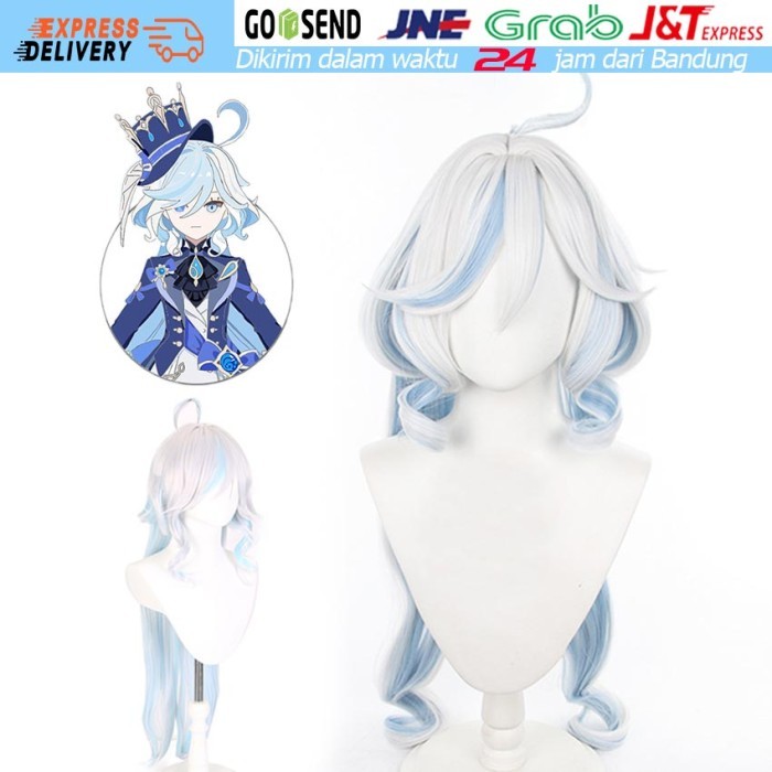 Wig Focalors Cosplay Genshin Impact Furina De Fontaine Rambut Palsu