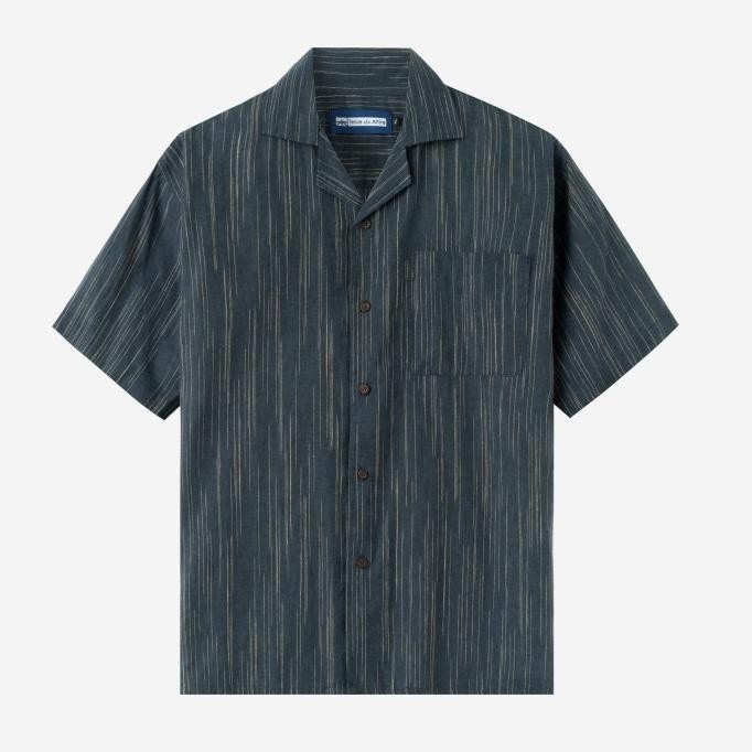 

BLUE- KEMEJA TENUE - SUMMER CLASSIC CAMP COLLAR SHORT SLEEVE SHIRT - BLUE NAVY STRIPES