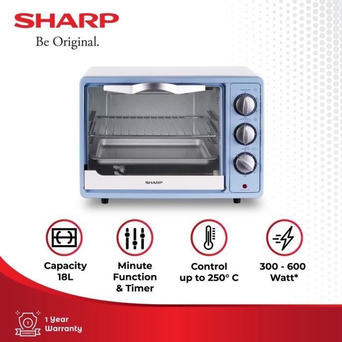 

BLUE- SHARP COOKWEAR EO-18BL NEW ELECTRIC OVEN BLUE 18 LITER 800 WATT