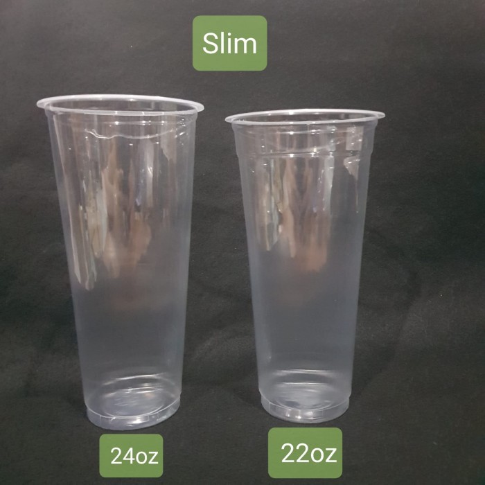 50PCS GELAS PLASTIK 22OZ 24OZ SLIM DATAR / GELAS CUP / CUP PLASTIK SLIM DATAR