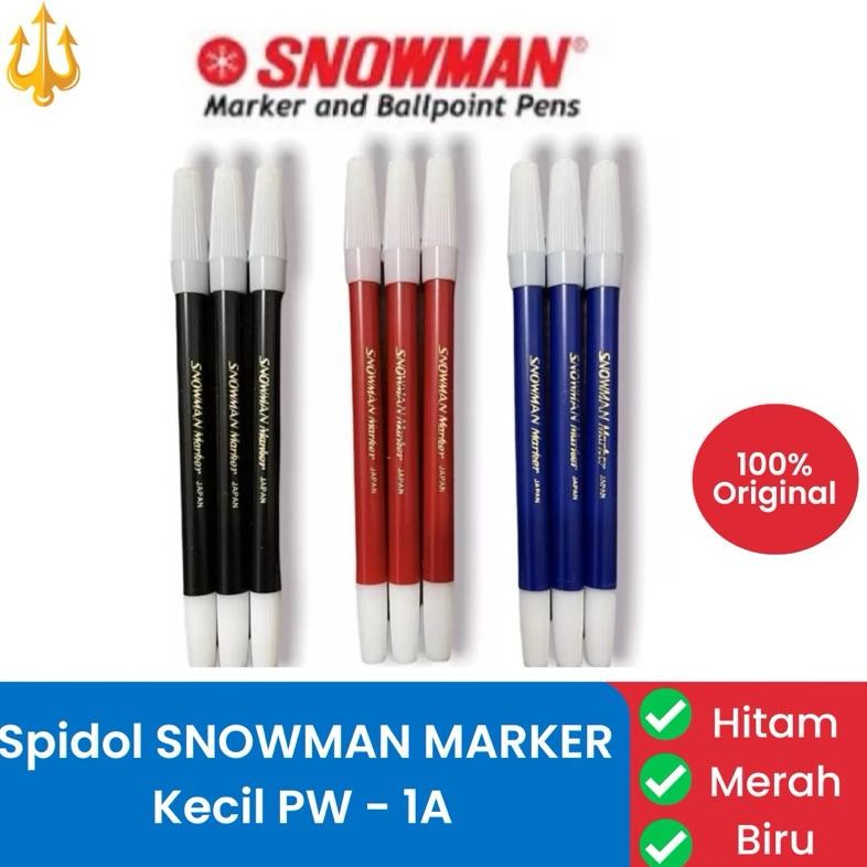 

Sale [Harga 1 Lusin] Spidol Kecil Snowman Pw-1A Hitam Biru Merah