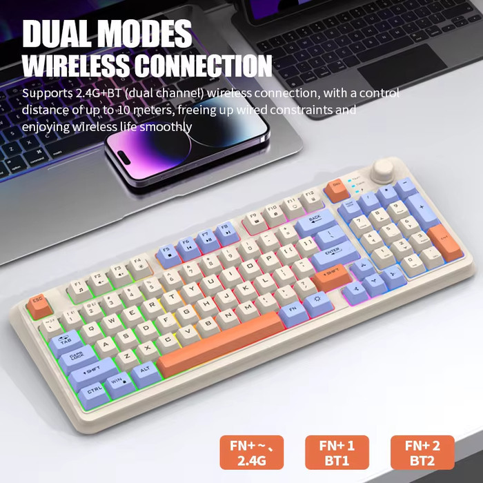 Gaming Keyboard K940 - RGB Light Wireless Keyboard / Mechanical Feel