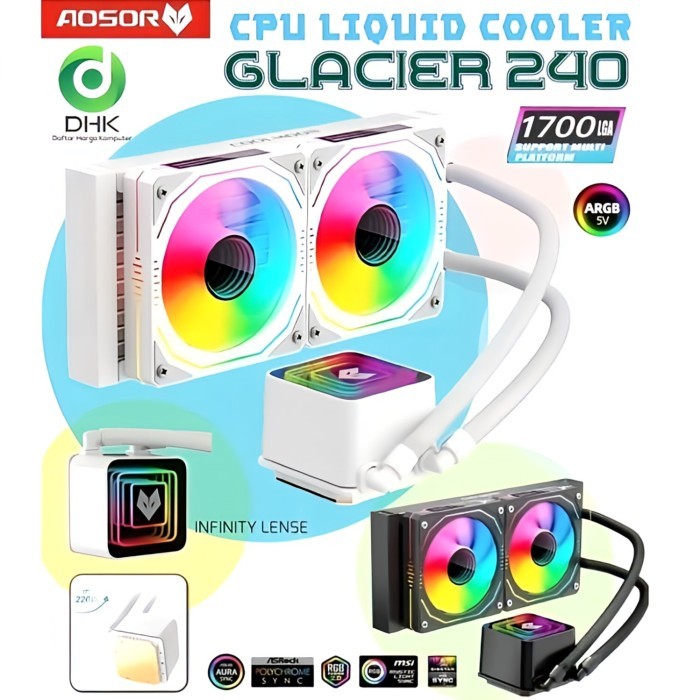 COOLMOON AOSOR CPU LIQUID COOLER GLACIER 240 ARGB