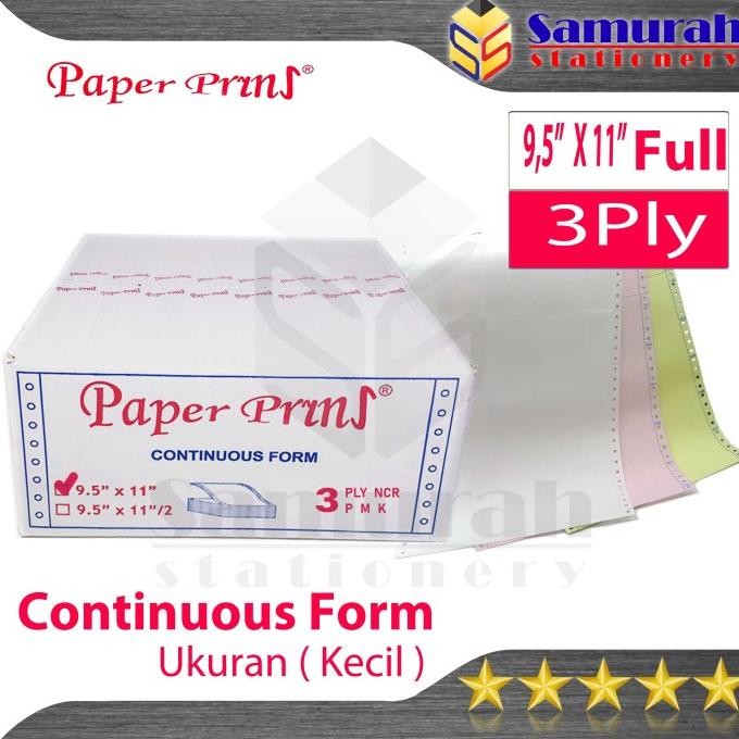 

NEW Kertas Continuous Form Paper Prins 9,5 x 11 full Atau Bagi 2 / K 3 Ply